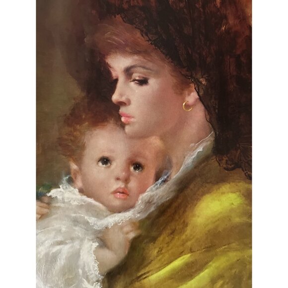 Vintage A. Pentitini Mother & Child Print – 14×16 Framed – 1960s-70s - Picture 3 of 5